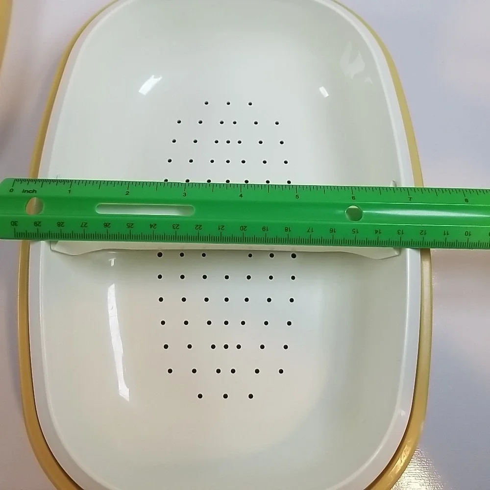 Tupperware Harvest Gold 4 Piece Microwave Vegetable Rice Steamer Strainer 1273-7